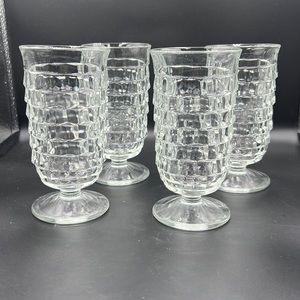Vintage, four piece glass diamond cut Tumblr glass juice set